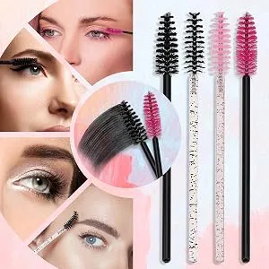 Ukerdo Wands Eyelash Spoolie Disposable Extensions Angled Lash Comb Brush Mascara Applicators Convenient Eyebrow Make Up Cleasing Kits-50pcs Pink - product information 6