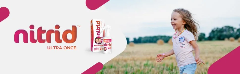 Nitrid Ultra Once All-in-One Head Lice Treatment Spray & Comb - 100% Effective on Lice & Eggs in 2mins Includes Spray 120ml & Nit Comb - 2023 New Formulation - Nitrid Ultra Once