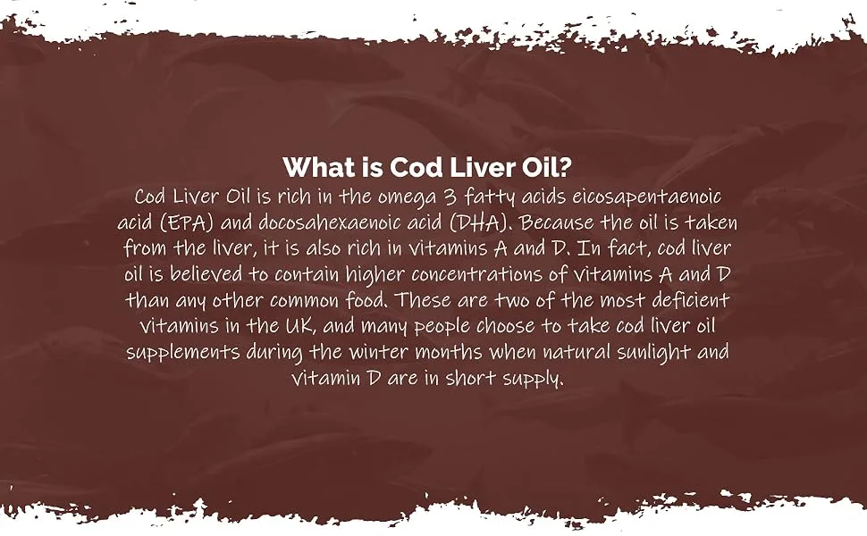 Cod Liver Oil 1000mg | Rich in Omega 3 Fatty Acids | 180 Capsules - E1433