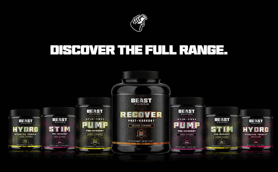 Beast Pharm | STIM Pre Workout | 390g / 30 Servings | Lemon Sherbet Lemon Sherbet 30 Servings - beast pharm catalogue banner