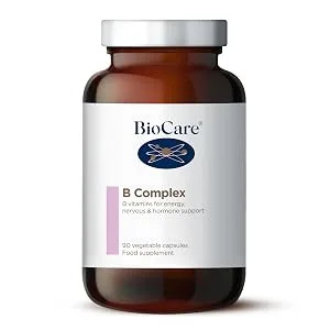 BioCare B Complex | Vitamins B1 B2 B3 B5 B6 B12 C & Biotin for Energy Nervous & Hormone Support | Suitable for Vegetarians and Vegans | 90 Capsules - b-complex 90 capsules
