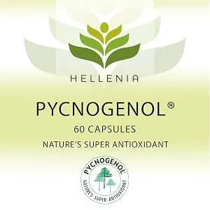 Hellenia Pycnogenol - French Maritime Pine Bark Extract 30mg - 60 Capsules - Pycnogenol 30mg - French Maritime Pine Bark Extract Capsules