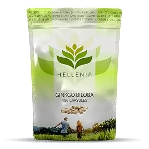 Hellenia Ginkgo Biloba | Highly Dosed 50:1 Extract 6000mg | High Strength | 180 Capsules | Manufactured in The UK - Ginkgo Biloba