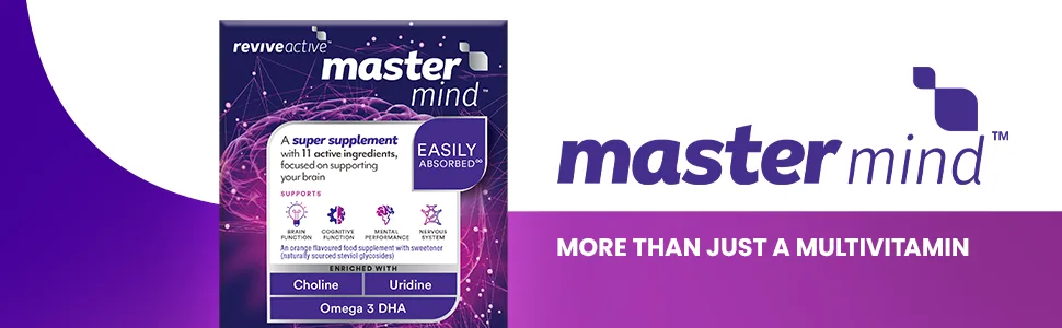Mastermind Memory & Focus Super Supplement by Revive Active - Supports Brain & Cognitive Function in 1 Daily Sachet - Mental Performance with Omega 3 DHA Vitamin B5 Uridine & Choline - 30 Day Supply - mastermind