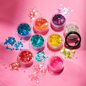 Iridescent Chunky Glitter by Moon Glitter - Blue - Cosmetic Festival Makeup Glitter for Face Body Nails Hair Lips - 3g - Moon Glow