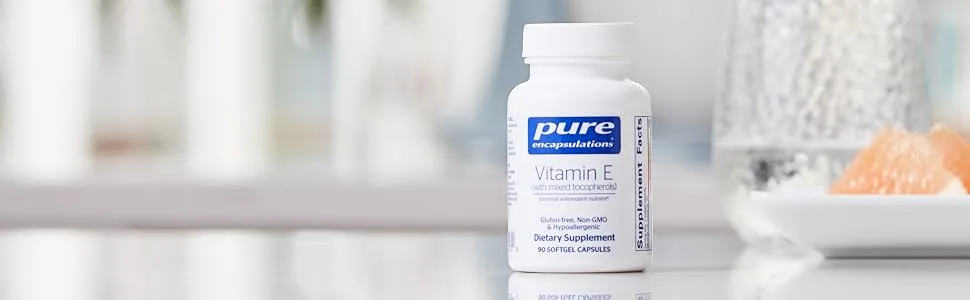 Pure Encapsulations - Vitamin E (with Mixed Tocopherols) - 400 IU Natural D-Alpha Tocopherol - Antioxidant Dietary Supplement - 90 Softgel Capsules - Image1