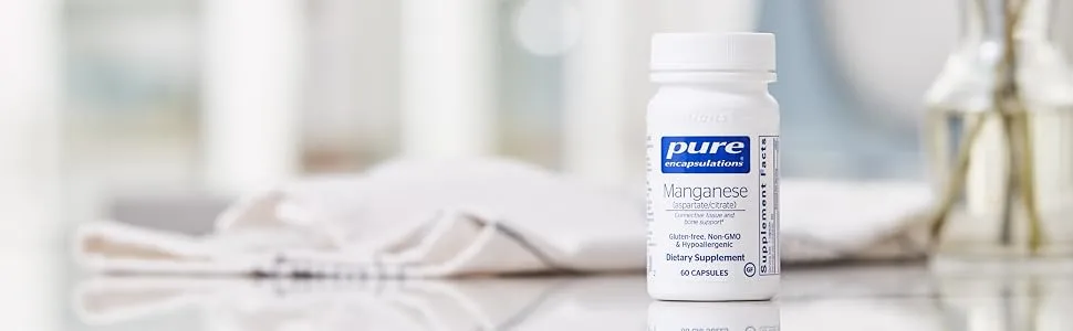 Pure Encapsulations - Manganese 8mg - Highly Bioavailable Essential Trace Mineral Manganese Supplement - 60 Vegetarian Capsules - Image1