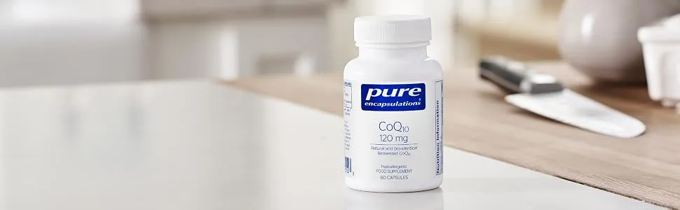 Pure Encapsulations - CoQ10 120mg - Natural and Bio-Identical Fermented Coenzyme Q10-60 Vegetarian Capsules 60 Count (Pack of 1) - Image1