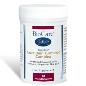 BioCare MicroCell Curcumin Turmeric Complex | Micellised Curcumin with Turmeric Ginger and Pine Bark | Suitable for Vegetarians and Vegans - 60 Capsules - Microcell Curcumin Turmeric