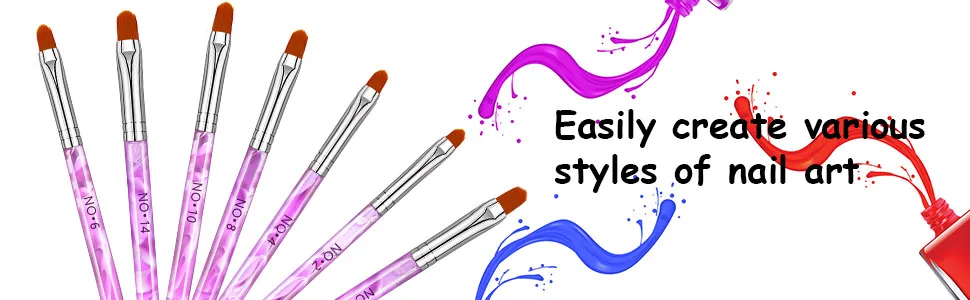 7 Pieces Nail Art Tips Builder Brush UV Gel Acrylic Nail Brush Nail Painting Brush Pen Purple - product information 1