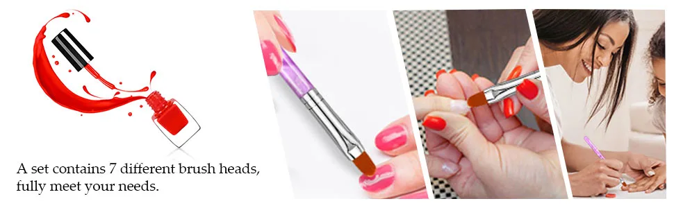 7 Pieces Nail Art Tips Builder Brush UV Gel Acrylic Nail Brush Nail Painting Brush Pen Purple - product information 3