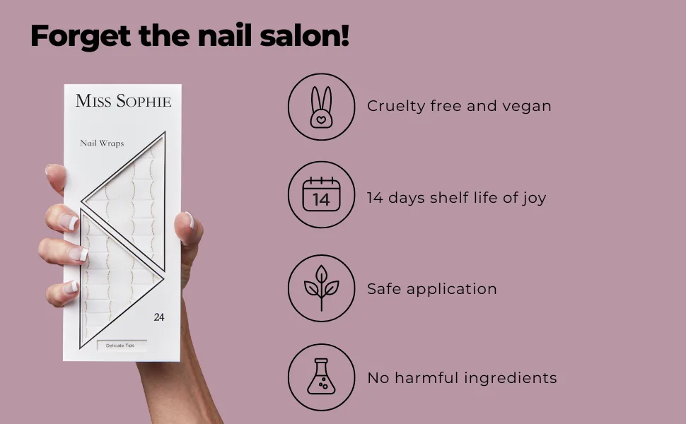 Miss Sophie Nail Wraps - 24 Ultra-Thin-self-Adhesive Long-Lasting Nail Wraps Delicate Tips 24 - miss sophie