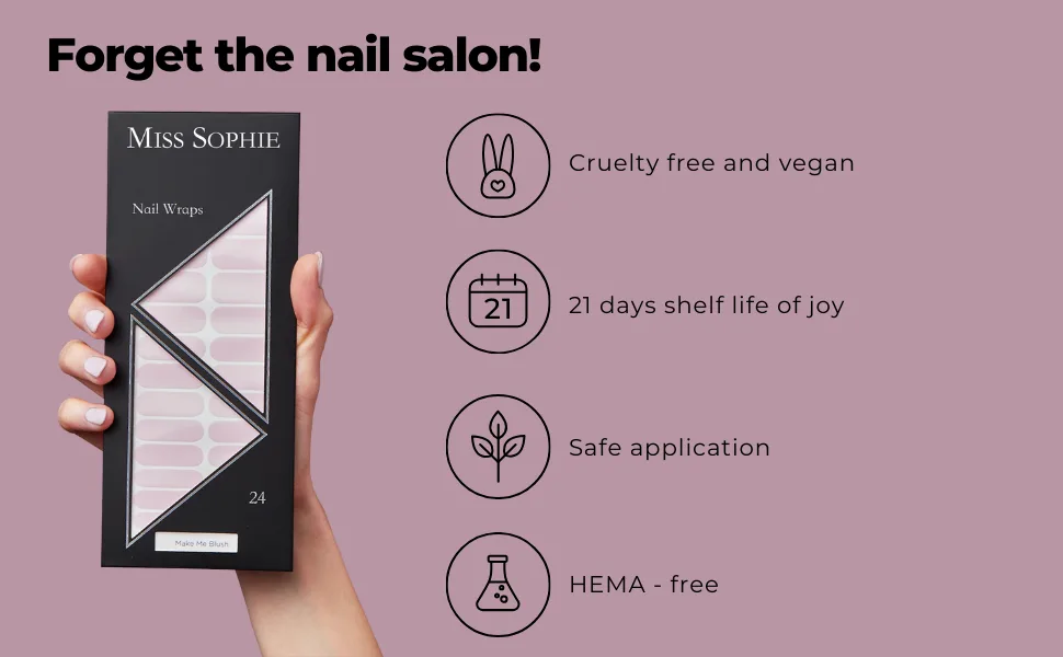 Miss Sophie Nail Wraps - 24 ultra-thin-self-adhesive long-lasting nail wraps Make Me Blush 24 - nail foils