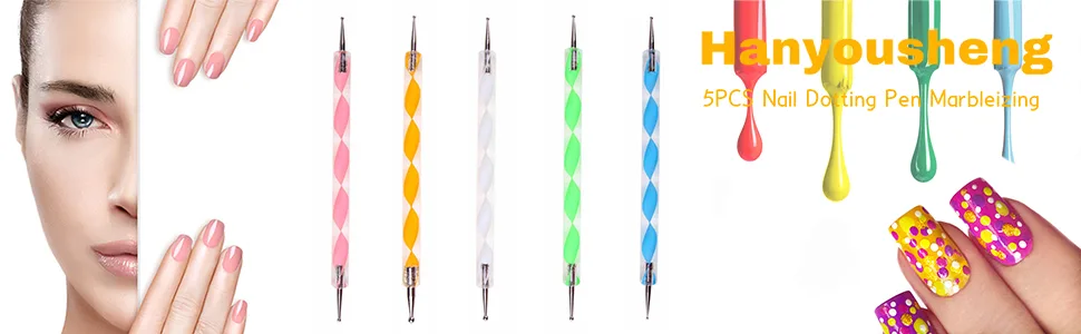 5PCS Nail Dotting Pen Marbleizing Dotting Painting Pen Polish Carving Tool Paint Manicure Dot Nail Art Set - Multi-Colored - product information 1
