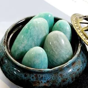 Amazonite Palm Stone-2 Pcs Amazonite Stone Pocket Energy Stone Smooth Healing Crystal Worry Stone (Amazonite) - Amazonite Palm Stone