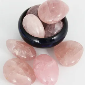 Orientrea Rose Quartz Palm Stone-2 Pcs Rose Quartz Pocket Energy Stone Smooth Healing Crystal Worry Stone (Rose Quartz) - Rose Quartz Palm Stone