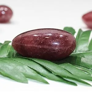 Orientrea Red Strawberry Quartz Palm Stone-2 Pcs Red Strawberry Quartz Pocket Energy Stone Smooth Healing Crystal Worry Stone - Red Strawberry Quartz Palm Stone