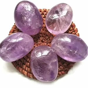 Orientrea Amethyst Quartz Palm Stone-2 Pcs Amethyst Quartz Pocket Energy Stone Smooth Healing Crystal Worry Stone (Amethyst Quartz) - Amethyst Quartz Palm Stone