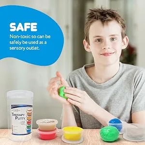 JFA Medical Therapy Exercise Putty 5 Strengths - Extra Soft Soft Medium Firm Extra Firm 57g Tubs - Safe