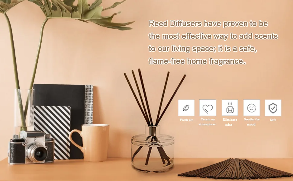 HOSSIAN 50pcs Reed Diffuser Sticks - Wood Rattan-Reed Sticks -Essential Oil Aroma Diffuser Sticks- Spa-Aromatherapy(Brown 7.5"/19cm) - reed diffuser sticks3