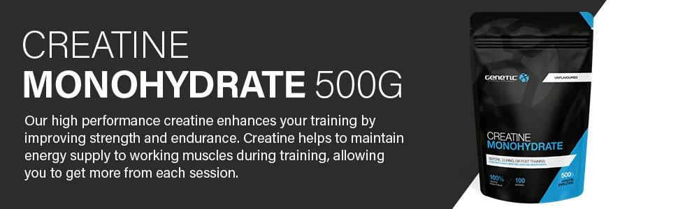 Creatine Monohydrate Powder - Creatine Powder - Pure Creatine - Genetic Supplements - Creatine Nutritional Supplements - Muscle Builder - Muscle Repair - Unflavoured - 500g - 100 Servings - Sports Supplements
