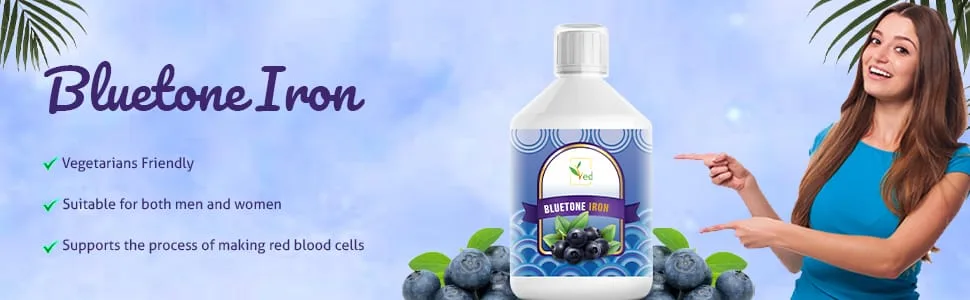 Liquid Iron Supplement - Bluetone Suitable for Vegans and Vegetarians Iron Supplement Natural Iron in Mixed Fruit Flavor - 500 ml 15 ml dose per Day 33 doses - product information 4