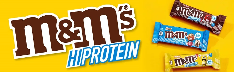 M&M Hi-Protein Bar Crispy 12x52g Chocolate Caramel & Crispy Pieces 12 Count (Pack of 1) - M&Ms Hi Protein Bar Range in Chocolate, Peanut and Crispy flavours