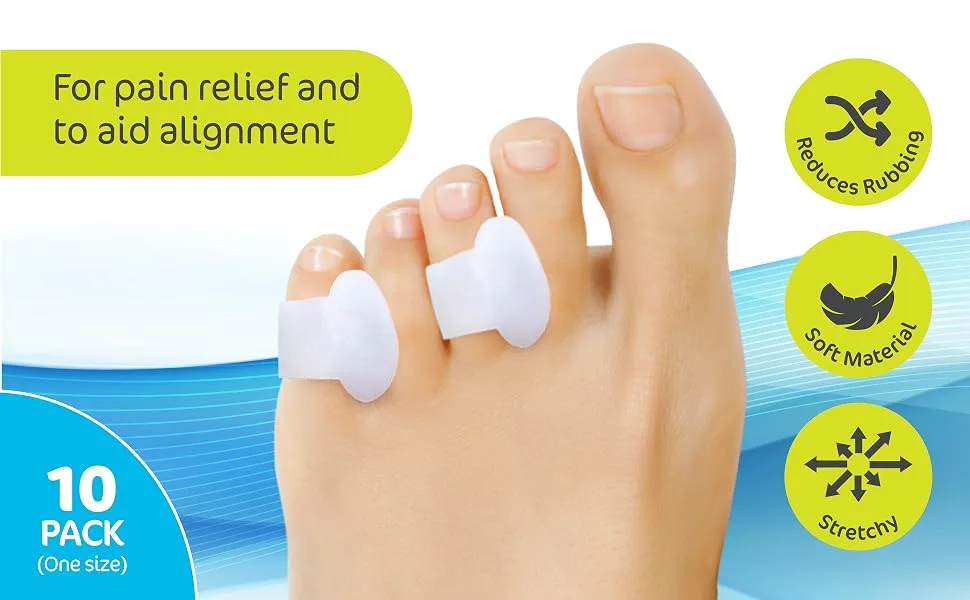 Protectoe Single Gel Small Toe Separator for Overlapping Toes Toe Spacer - Box of 10 Gel Separators - Small toe separator pack of 10