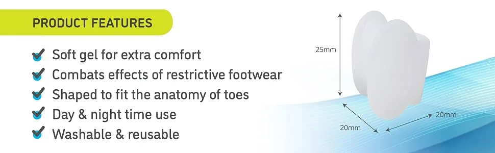 Protectoe Single Gel Small Toe Separator for Overlapping Toes Toe Spacer - Box of 10 Gel Separators - Soft gel for extra comfort
