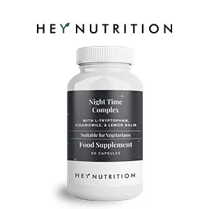 Hey Nutrition Night Time Complex with 100mg L-Tryptophan Chamomile & Lemon Balm Natural Supplement for Sleep & Relaxation - Non-GMO 60 Vegetarian Capsules - night time complex