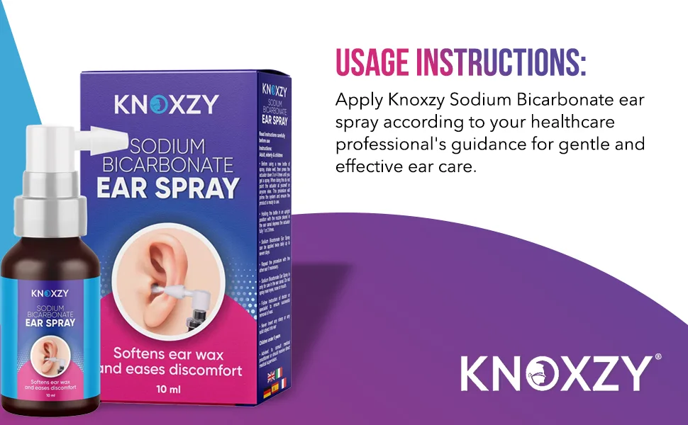 Knoxzy Sodium Bicarbonate Ear Spay Ear Wax Remover for Clogged Ear Relief and Swimmer s Ear 10ml Pack of 1 - Knoxzy