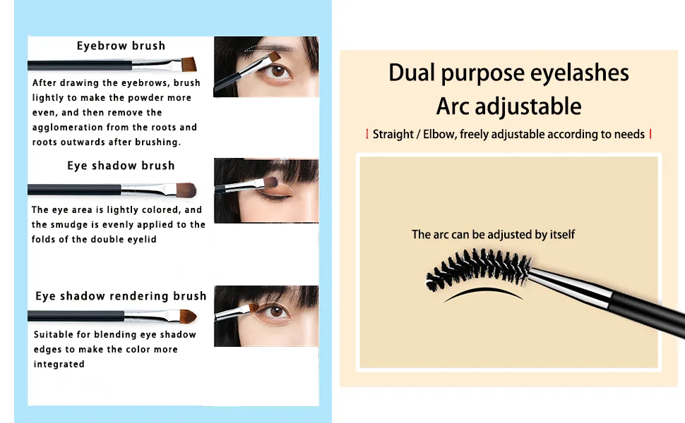 WanFengXue 7 Pieces Eyebrow Brush Set Professional Double Ended Eyebrow Brush and Spoolie Angled Brush Precision Eyeshadow Tools for Blending Defining Smudging Shading - Product Details