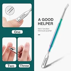 MR.GREEN Cuticle Scissors Stainless Steel Sharp Cuticle Nippers with Pusher for Salon and Home Manicure & Pedicure Set (Nickel Pearl + Pusher) Multi 2 - PLUS Version Includes a Putter