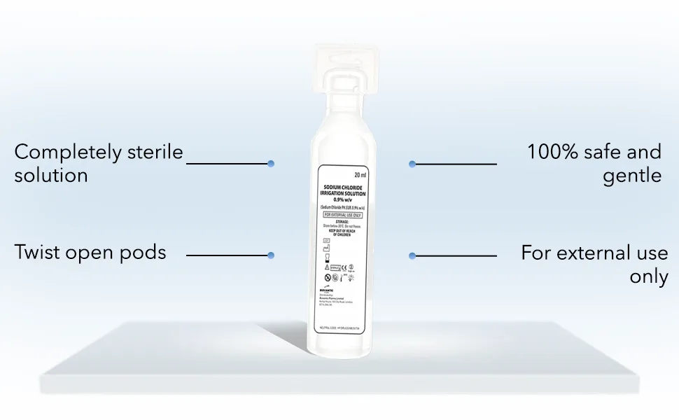 KNOXZY Sterile Saline Pods | Eye Wash | Wound Cleansing | Topical Irrigation | 25 x 20 ml sterile Pods - 0.9% Irrigation Solution