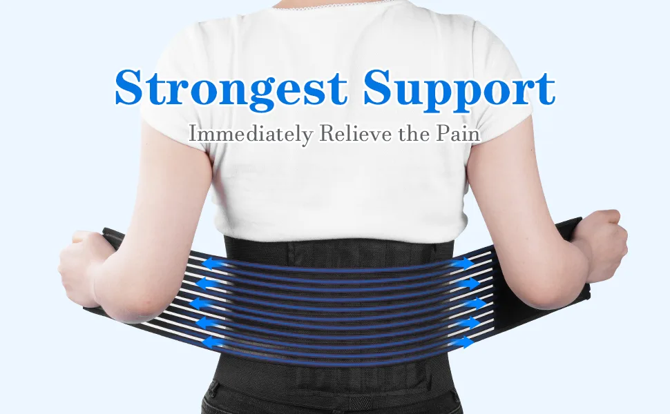 ACWOO Lower Back Support Brace Adjustable Lower Back Support Lumbar Brace with 4 Support Stays Double Pull Lumbar Lower Back Support Belt Brace for Slipped Disc Pain Relief - Lower Back Support Brace