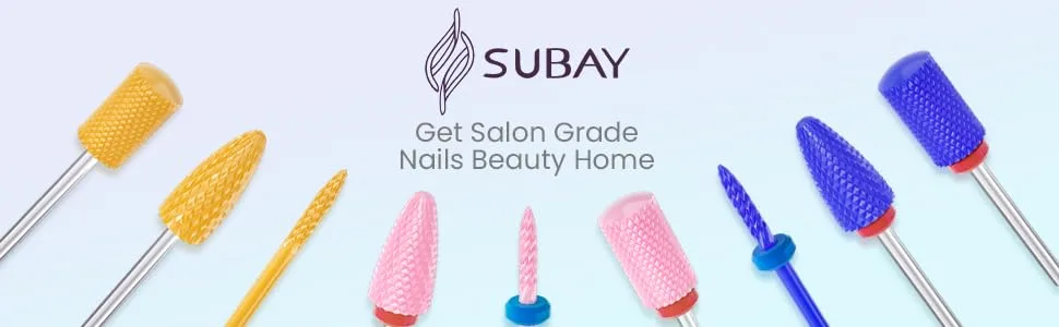 Subay Ceramic Nail Drill Bits Set Universal 3/32'' Acrylic Nail Drill Bits for Nails Manicure Pedicure Cuticle Gel Nail Polishing (3Pcs) Blue - nail drill bits set nail drill bits drill bits for nails ceramic nail drill bit