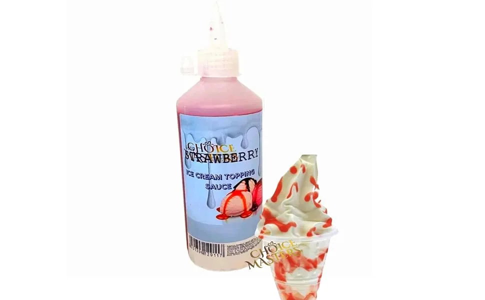 Strawberry TOPPING Flavouring SAUCE Squeezy Bottle FOR PANCAKE ICE CREAM AND WAFFLES - 625ML 100 Servings Suitable for Vegetarians by Choice Masters - strawberry raspberry bbq Bake cake topping popcorn yogurt summer party bbq