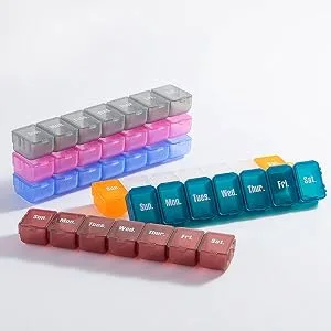 Pill Boxes 7 Day 1 Times a Day with 7 Compartments (Detachable/Combined) Travel Pill Box Organiser Pill Holder for Vitamins and Medication Pink - pill boxes 7 day 1 times a day