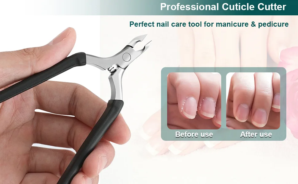 CGBE Cuticle Nipper Cuticle Remover Professional Manicure and Pedicure Cuticle Remover Tools Stainless Steel Cuticle Clippers Black - product information 5