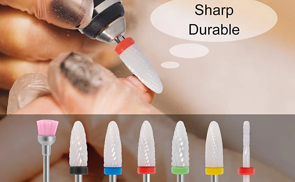 CGBE Nail Drill Bits 7pcs 3/32" Ceramic Drill Bits For Nails For Acrylic Gel Nails Professional Cuticle Remover Diamond Nail Drill Bits For Manicure Pedicure Home Use Great Gift - Corn Nail Bit 7 PCS Ceramic - nail drill bits