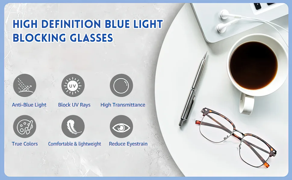 SIPHEW Blue Light Blocking Glasses Men or Women - Blue Light Glasses Anti Digital Eye Strain Dry Eyes Headaches - Blue Light Blocking Glasses Eyeglasses Frame Anti Blue Ray Computer Game Glasses