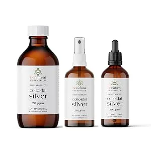 Benatural Essentials Colloidal Silver 100Ml Spray Bottle | Premium Quality 20PPM Silver | High PH | Manufactured in the UK | NEW PACKAGING 100 ml (Pack of 1) Clear - group shot