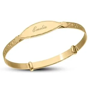 Expanding 925 Sterling Silver Teddy Bear Baby Bangle - gold baby bangle