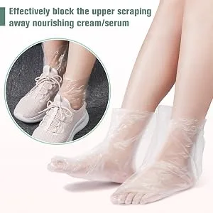 PROUSKY 100 Pieces Plastic Disposable Booties Paraffin Wax Bath Liners for Pedicure Hot Spa Wax Treatment - PROUSKY 100 Pieces Plastic Disposable Booties