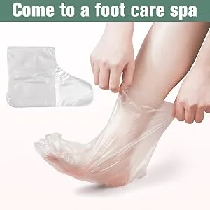 PROUSKY 100 Pieces Plastic Disposable Booties Paraffin Wax Bath Liners for Pedicure Hot Spa Wax Treatment - PROUSKY 100 Pieces Plastic Disposable Booties