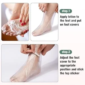 PROUSKY 100 Pieces Plastic Disposable Booties Paraffin Wax Bath Liners for Pedicure Hot Spa Wax Treatment - PROUSKY 100 Pieces Plastic Disposable Booties