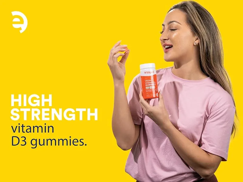 Wellgard High Strength Vitamin D3 Gummies 3000 IU - 60 Vegan Vitamin D Gummies Adults Chewable Vitamin D Mixed Berry Flavour - vitamin d gummies