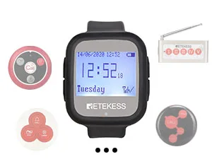 Retekess TD106 Restaurant Pager Wireless Calling System Waterproof Watch Receiver Compatible with 500 Calls Button for Hospital Restaurant Hotel Bar - Compatible Watch Receiver