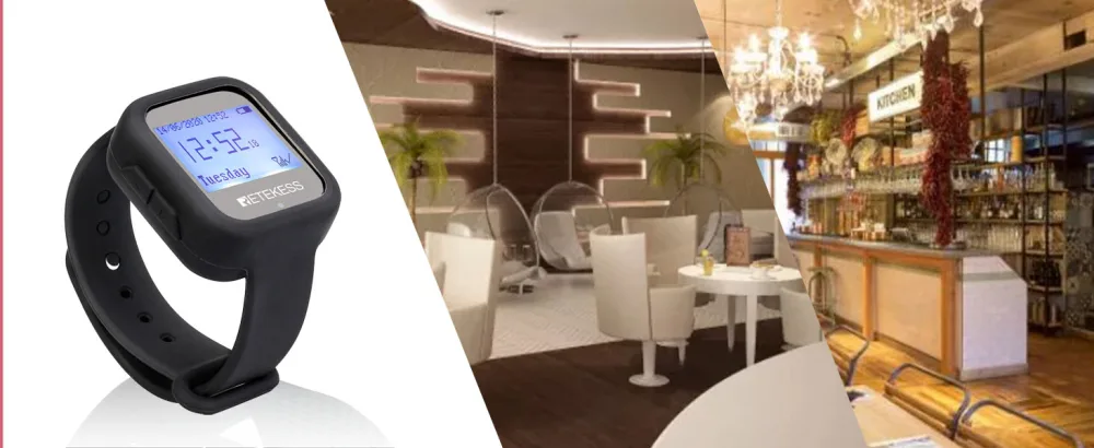 Retekess TD106 Restaurant Pager Wireless Calling System Waterproof Watch Receiver Compatible with 500 Calls Button for Hospital Restaurant Hotel Bar - pager restaurant