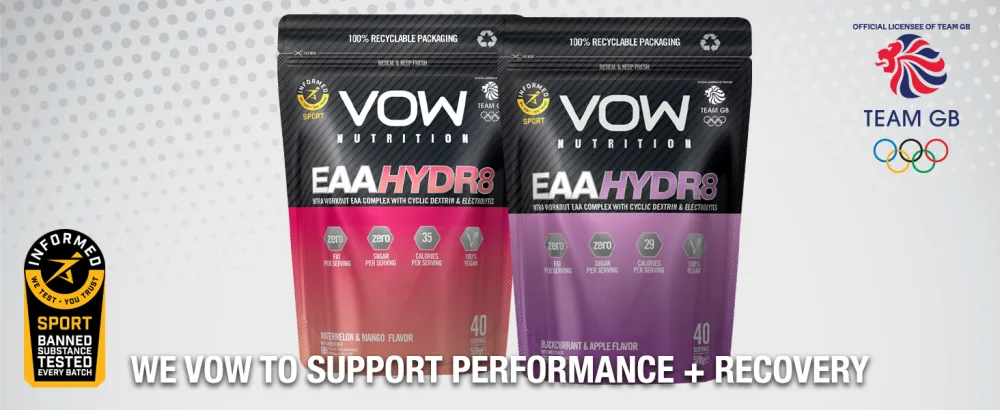 Vow EAA Hydr8 - Essential Amino Acids BCAAs Electrolytes Hydration Energy Intra Workout Drink Informed Sports (Blackcurrant and Apple) - Amino Acids EAAs